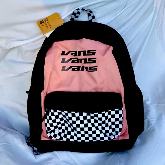 vans pink checkered backpack